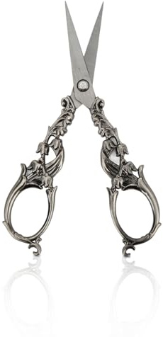 Nähschere, Vintage Edelstahl Nähschere mit Musterschnitzgriff 14.5 cm für Stickerei Handarbeiten Nähen Basteln, Präzisionsschere für täglichen Gebrauch