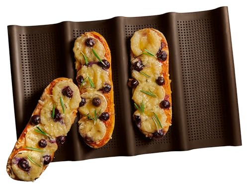 Lurch 85089 FlexiForm Mini Baguette Matte 32,5x20,5cm Premium-Platin-Silikon, Braun