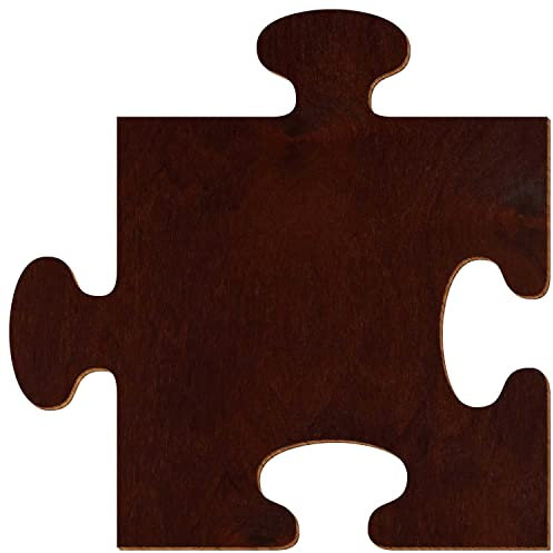 Puzzleteil - beidseitig lackiert - 10cm Deko Basteln, Farbe:Nussbaum dunkel, Pack mit:100 Stück