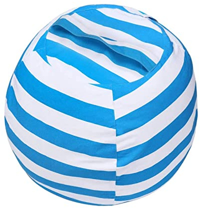 Highdi Funda de Puff sin Relleno Bolsa de Frijoles, Bean Bag Puf Protector de Sofás, Puff Cubierta Moderno para Adultos y Niños, para Sofá Perezoso Cubierta de Sillón (41cm,Rayas Azules)