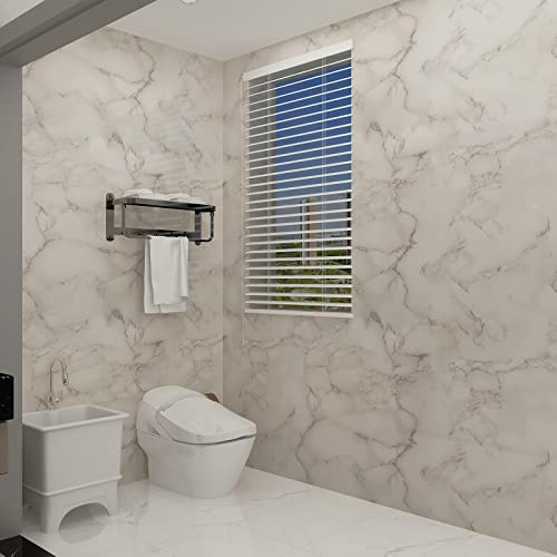 JSEVEM 40CM×9M Weiß Grau Selbstklebend Marmor Tapete Glänzend Marmortapete Möbel Klebefolie Steinoptik Selbstklebende Klebetapete Marmoroptik Vinyl Wasserfest Möbelaufkleber Granit Küche Wandtapete
