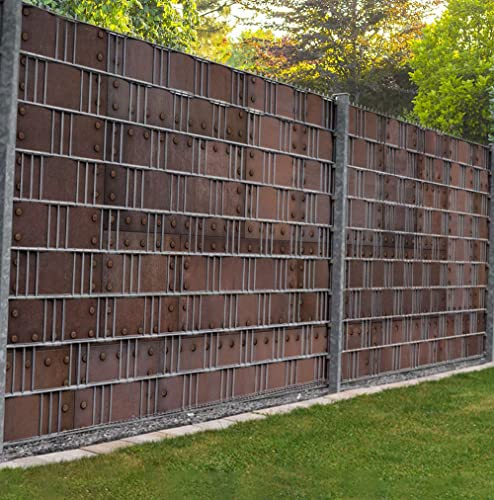 Displayhersteller MyMaxxi Zaunsichtschutz - Rostiger Stahl - Sichtschutzstreifen für Doppelstabmattenzaun - Windschutz Sonnenschutz Blickdicht - Sichtschutz Garten Teil2-9 Streifen - 250x180cm