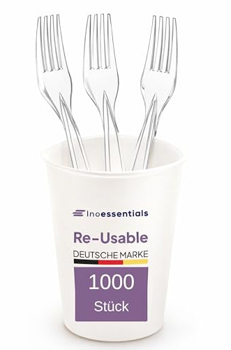 Inoverse Mehrweggabeln 1000 Stück, Plastikgabeln 18 cm, Transparent | BPA-frei Stabil Kuchengabeln Plastik Gabel spülmaschinenfest, für Kuchenbuffet, große Veranstaltungen Party Catering Hochzeit