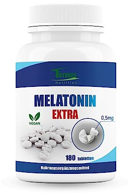 FUTURES NUTRITION Melatonin Tabletten – 0,5 mg pro Portion – 180 vegane Mini-Tabletten – Ohne Zusatzstoffe – Gluten- und laktosefrei – Laborgeprüftes Nahrungsergänzungsmittel