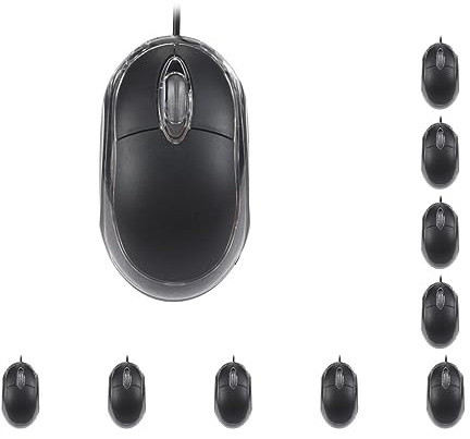 Lot de 10 mini souris optiques filaires USB 1000 DPI en ABS pour bureau, ordinateur portable, souris antidérapante