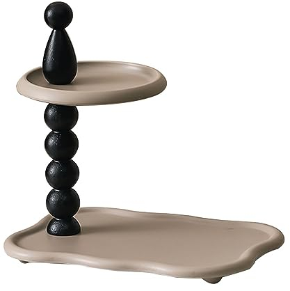 KITCISSL Schlüssel Tablett Dekoschale Doppeltes Parfüm Tablett Taschenleerer, Schmuckaufbewahrung Wohnzimmer Dekoschalen Modern Telefon Münzwechsel Uhren Süßigkeiten Tablett (Color : Khaki)