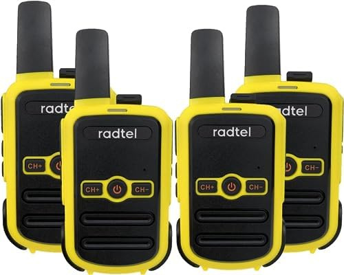 Radtel RT12 PMR 446 Walkie Talkie Rechargeable 16 Channels License Free Radio CTCSS DCS Walky Walky Radio avec Chargement USB pour Construction Restaurant Supermarket（4 Pack） (Jaune)