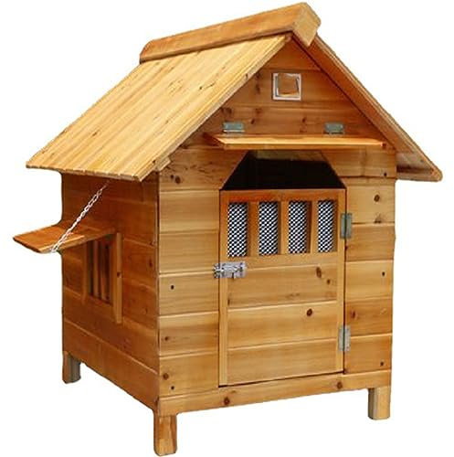 CASEGO Hundehütte aus massivem Holz für den Außenbereich mit Tür und Fenster, Sonnenblende, atmungsaktiv, robust und langlebig, Four Seasons Universal-Hundehütte für große Hunde (XXL)