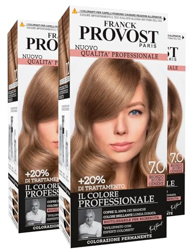 Franck Provost Återanvändbart permanent hårfärg med skönhetsbehandling professionell färgning och långvarig optimal täckning färg 7,0 askblond - 3 färger