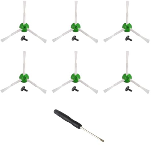 MIRTUX Kit de 6 Cepillos Laterales Compatible con Roomba Serie E, i y J - Recambios para Roomba Serie E5, E6, i1, i3, i3+, i7, e5154, e5158, j7- Repuestos para Roomba - Accesorios de Alta Calidadd
