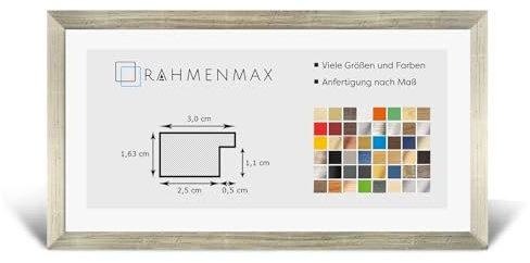 RahmenMax Morena Bilderrahmen Posterrahmen 33x98 cm Metall Glanz Verrostet Optik 98x33 cm mit weisser Rückwand und Antireflex Acrylglas