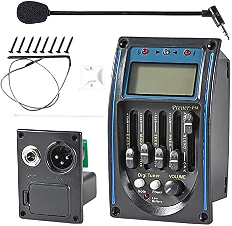 iFutniew 1 Set Akustikgitarren-Tonabnehmer, 5-Band-Equalizer, Vorverstärker, Piezo-Tonabnehmer mit Mikrofon, LCD-Display