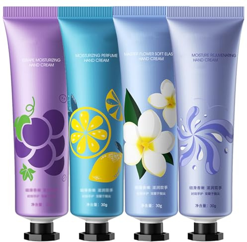 Hand Cream Gift Set 4PCS, Moisturizing for Very Dry Hands | Non-greasy, quick-absorbing. Natural fruit flowers fragrance. Nourishing hand care lotion. Great gift for women.