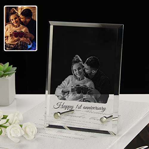 SHKINETARRY Marco de fotos de cristal personalizado, marco de fotos de cristal grabado personalizado, regalos de fotos de recuerdo personalizados para cumpleaños, día de San Valentín, Navidad