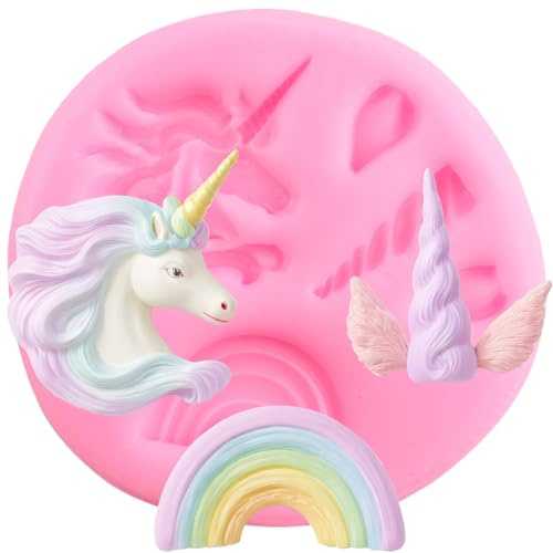 XMOLDNMS Unicorn Silicone Moulds Unicorn Horn Ears Rainbow Fondant Moulds Unicorn Shape for Decorating Cakes Cupcake Toppers Candy Chocolate Gum Paste Polymer Clay