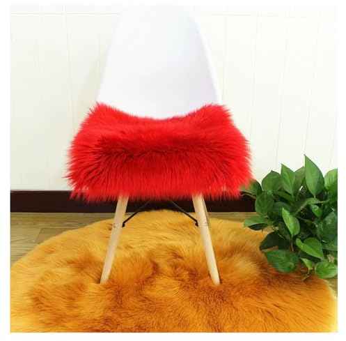 SMTCM Kunstfell Sitzkissen Faux Lammfell Schaffell Teppich Lammfellimitat Carpet Longhair Felloptik Flauschige Stuhlauflage Sofabezug Fellteppich Bodenteppich Sitzfelle für Stuhl Wohnzimmer 50x50CM