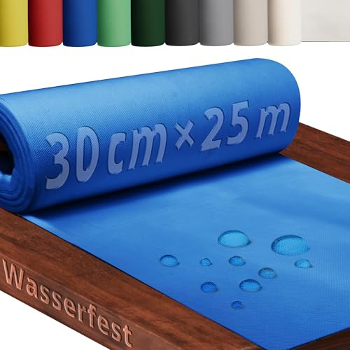 DecoHomeTextil Tischläufer Vliesstoff Rolle 0.3 x 25 m Blau | abwaschbar, wasserabweisend, zuschneidbar, anpassbar, Vlies, Tischläuferrolle, Dekoration, Deko