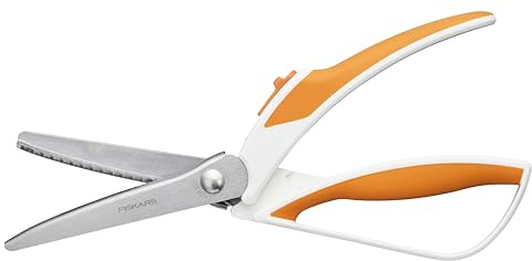 Fiskars Zackenschere, Zick-Zack-Kante, Edelstahlklingen, Präzisionsschnitte zum Nähen, einfache Handhabung, Federunterstützung, Stoffschere