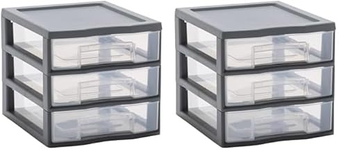 Sundis TAG TOWER A6 Format - 3 Schubladen mit Etikettenhalter und Fallschutzsystem - Anthrazit, Grau (Packung mit 2)
