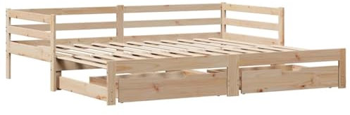 vidaXL Tagesbett mit Schubladen 90x200 cm Massivholz Kiefer, Bett, Holzbett, Gästebett, Betten, Massivholzbett, Schlafsofa, Tagesbettsofa, Couchbett