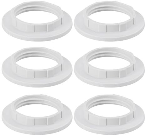 Lampshade Reducer Ring for E27 Bulb - 6 Pack Light Shade Adapter Ring for Table & Ceiling Lamps - Screw Bulbs Lamp Socket Replacement Ring - Lamp Shade Fittings for Home & Office Lighting (White)