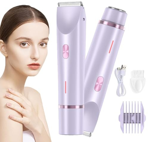 Silky Splash Rasierer, 2-in-1 Dual Head Shaver Women, Elektrischer Rasierer Damen Intimbereich, Ipx7 Waterproof, Wet & Dry Use, Glow Shave for Underarm, Leg, Arm, Body, Face (Purple)