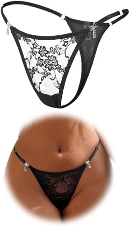comeondear Women's Sexy Lace G-String Thongs Plus Size French Knickers Breathable Mesh Underwear Stretchy Micro Thong Ladies Sexy Panties S-XXL