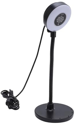 Thonlai Cámica Web de 5MP con Luz de Relleno, AF Touch Control Auto Focus USB Web CAM Barra Flexible, Luz Blanca Suave Luz Cálida para el Aprendizaje en Línea, Transmisión, Cámara Web
