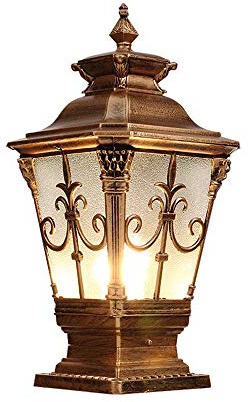 BLOOHK Farol de Exterior, Pilar Decorativo para jardín, Patio, Camino de Entrada, Bronce Antiguo, Aluminio Fundido, Resistente al Agua IP65, iluminación de Columna de Pedestal Exterior.