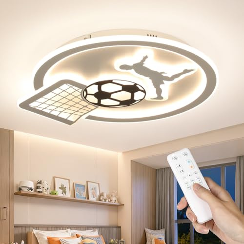 OTREN Dimbar LED-taklampa för fotboll, 3 000K-6 000K, taklampa med fjärrkontroll, timerfunktion och nattlampa för barnrum, kök, vardagsrum, balkong,35CM