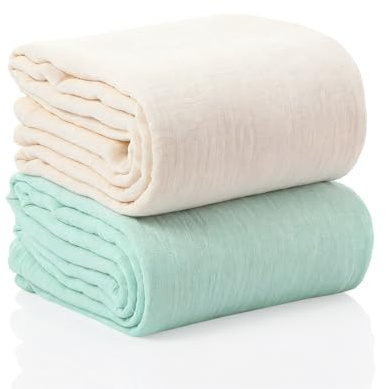 GSrenyu Confezione da 2 coperte in mussola per bambini, 120 x 120 cm, grandi panni in mussola per bambini, accessori essenziali per la doccia, regali per neomamme