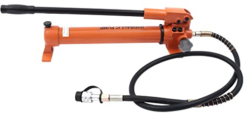 Mudshape CP-700 Hydraulic Tool, Portable Hydraulic Hand Pump Set, Hydraulic Manual Plunger Pump, Solenoid Valve Foot Switch, Used for Heavy Machinery Elevators and Car Maintenance, Orange Red