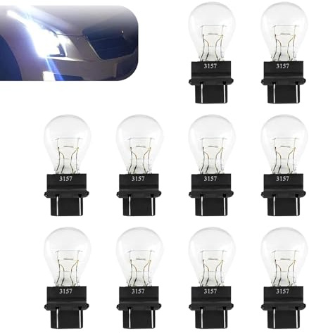 Ypoyney 10PCS 3157 Bulb, 12V 21/5W 3157 Turn Signal Light, Brake Light Tail Light Parking Lights Side Marker Bulbs Replacement, Automotive Light Bulbs & Indicators Light Accessory for Most Car (White)