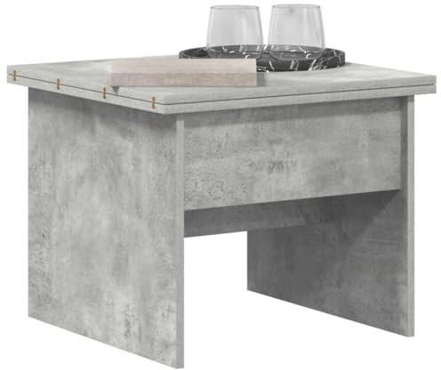 vidaXL Couchtisch Beton Grau 55 x 54,5 x 45 cm Holzwerkstoff, Verstellbarer rechteckiger Couchtisch, modern, erweiterbar, minimalistisches Design für Dein Wohnzimmer