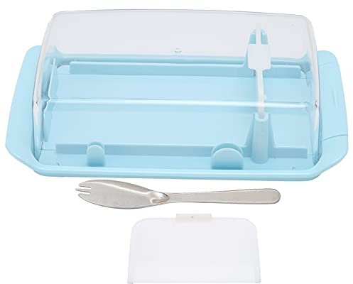 Baxnore Récipient de stockage de beurre avec couteau en acier inoxydable Boîte de de beurre rectangulaire Garde-fromage pour comptoir de cuisine en plastique 20x11.5x5.5cm (Boîte à découper crème