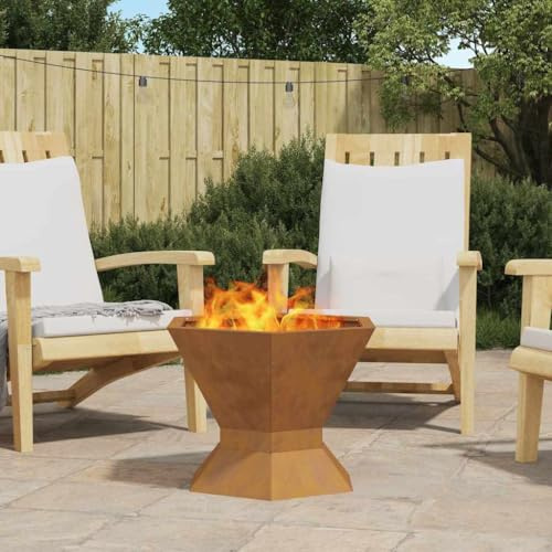 Feuerschale Feuerkorb Holzbrenner Fire Pit,Feuerstelle Braun 50 x 50 x 40 cm Stahl,Für Lagerfeuer Im Garten Oder Auf Der Terrasse,Vielseitig Einsetzbar