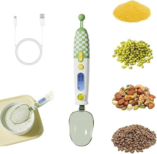 CHANGYUE Cucchiaio dosatore digitale con bilancia elettronica, precisione 500 g/0,1 g, ricaricabile USB, testa staccabile (Verde)