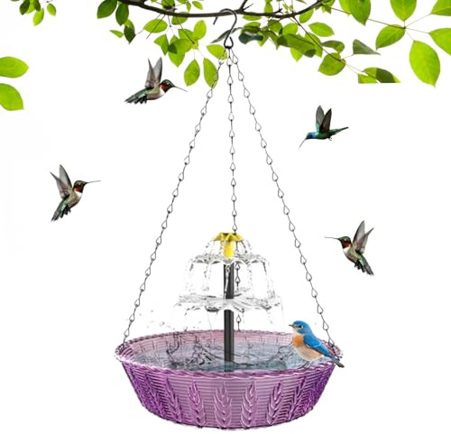 Veasbuu Fuente Solar para Baño de Aves,Decoración De Jardín | Cuenco De Baño para Colibríes - para Amantes de los Animales, Patio, Pajareros, Balcón, Terraza, Parque, Colegio
