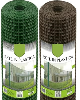 Rete Recinzione Plastificata Rete Protettiva in Plastica da Esterno Giardino a Maglia Piccola Quadrata 10 mm Rete per Cancelli Balconi Misura 1x10 mt Colore Verde