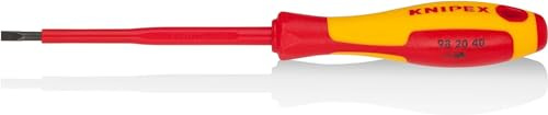 KNIPEX Schraubendreher, VDE-geprüft 202 mm, 98 20 40 | Geeignet für Schlitzschrauben isolierender Mehrkomponenten-Griff