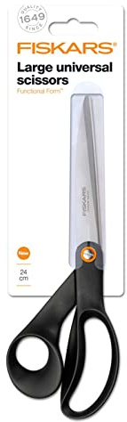 Fiskars Allzweckschere, Länge 24 cm, Für Rechtshänder, Rostfreie Stahl-Klinge/Kunststoff-Griffe, Weiß oder Schwarz (Zufallslieferung), Functional Form, 1002911