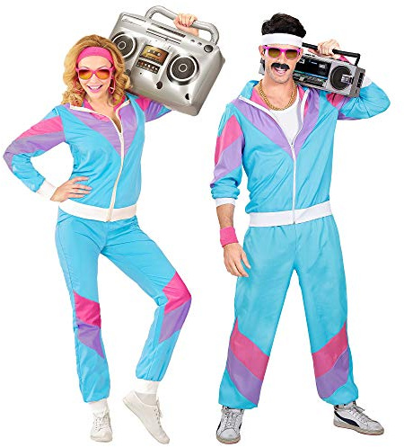 W WIDMANN MILANO Party Fashion - Disfraz de chándal, chaqueta y pantalón, atuendo de los años 80, chándal para carnaval y fiestas