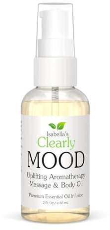 Clearly MOOD, Aromatherapie-Massage und Körperöl | Therapeutische Mischung aus ätherischen Ölen mit Traubenkernen, Jasmin, Mandarine, Rue, Rose und Geranie