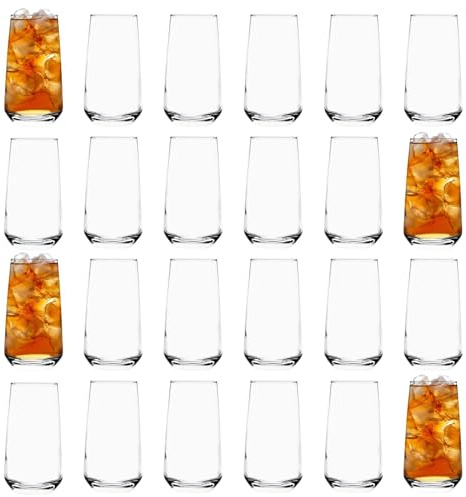 24x 480ml Hiball Glasses - 'Tallo' Range - Modern Highball Cocktail Juice Water Tall Drinking Tumblers - Dishwasher Safe - By Argon Tablwware