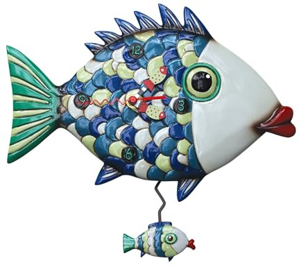 Allen Designs Fishy Lips Whimsical Pendulum Wall Clock