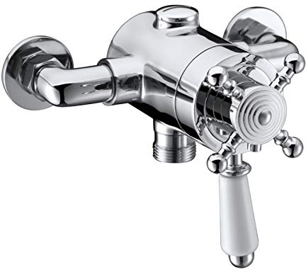 ENKI, Dulwich, T59, Traditional Thermostatic Shower Valve Concentric Top or Bottom Outlet Cross Handle and Ceramic Lever