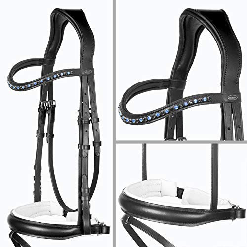 Heinick-Reitsport Trense Soft Selection Schwarz Weiß anatomisch ~ Genf ~ WB VB Größe Warmblut/Full