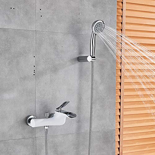 Rubinetto per doccia a cascata bianco cromato Vasca da bagno Doccia Miscelatore monocomando Miscelatore doccia a parete