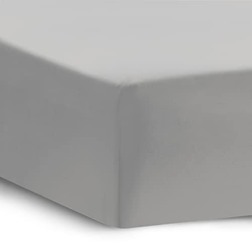 Bedsure Double Fitted Sheet Deep - Bed Sheets Extra Deep Pocket 16 inch (40 cm) made of Soft Brushed Microfiber for Double Bed, Grey, 135x190cm