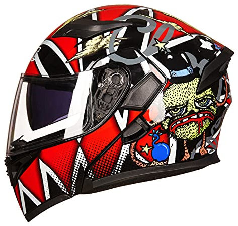 Integralhelm Modular-Helm Motorradhelm Flip-Up Mopedhelm Rollerhelm Erwachsener Herren & Damen Sturzhelm Klapphelm Full-Face Motorcycle Helmet Jet Helm ECE-Zertifizierung Stoßfester,Rot,L